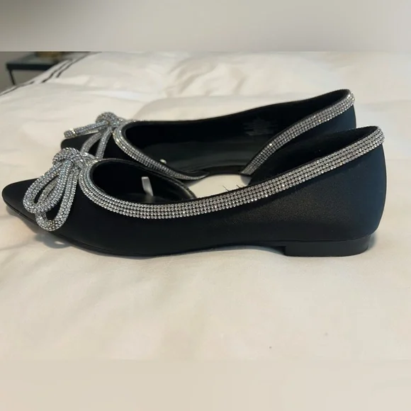 A New Day Black Flats with Silver Accents, Size 8 - Picture 2 of 3